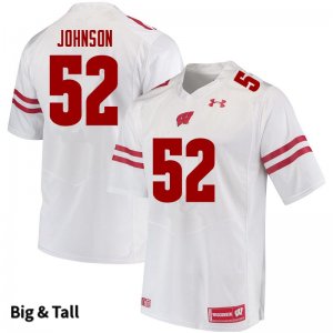 Men's Wisconsin Badgers NCAA #52 Kaden Johnson White Authentic Under Armour Big & Tall Stitched College Football Jersey XM31M41PG